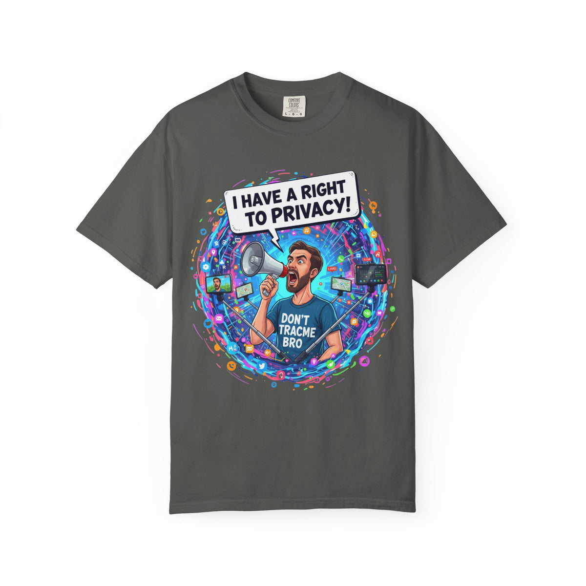 Color: Pepper | The Right to Privacy  Unisex Garment-Dyed T-shirt