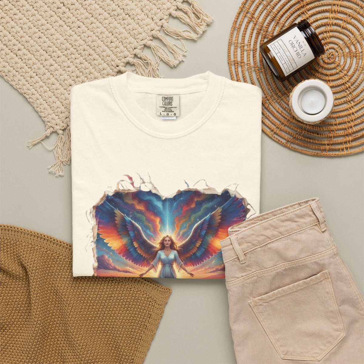 "Rainbow Angel" Unisex Garment-Dyed Tee
