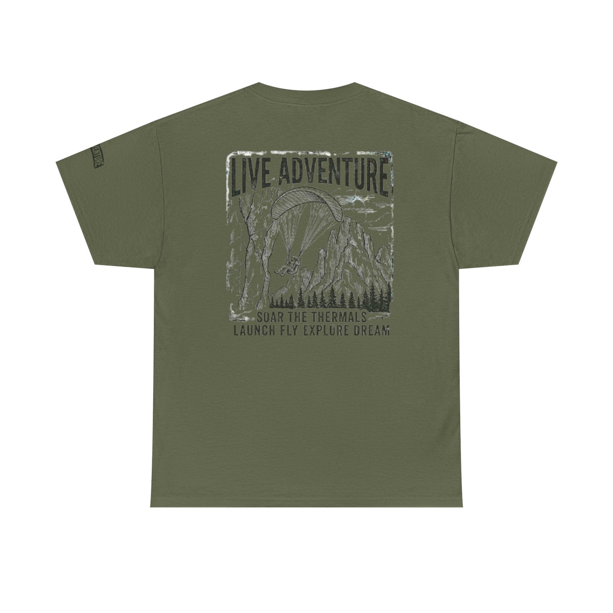 Color: Military Green | Live Adventure - Soar the Thermals Premium Graphic Tee