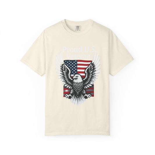 Color: Ivory | Proud Veteran Unisex Garment-Dyed T-shirt