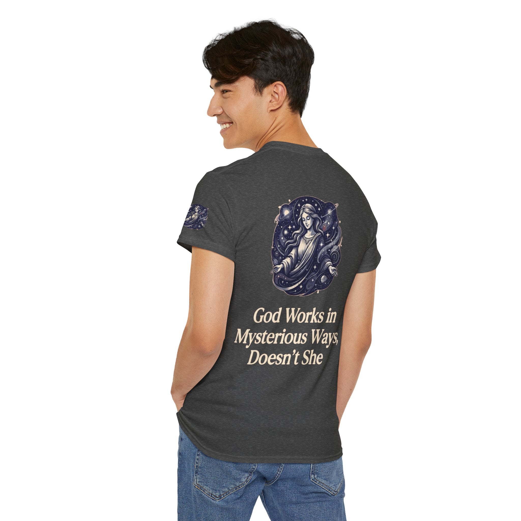 "God Works in Mysteroius Ways" Premium Graphic Tee