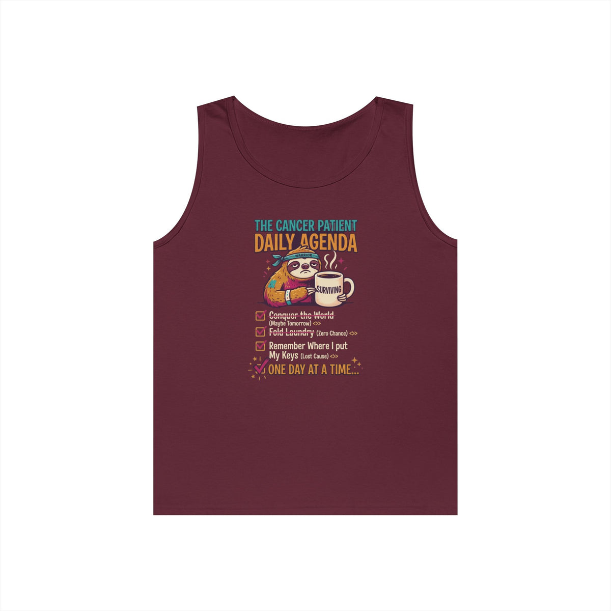 Color: Maroon | Cancer One Day At A Time Tank Top