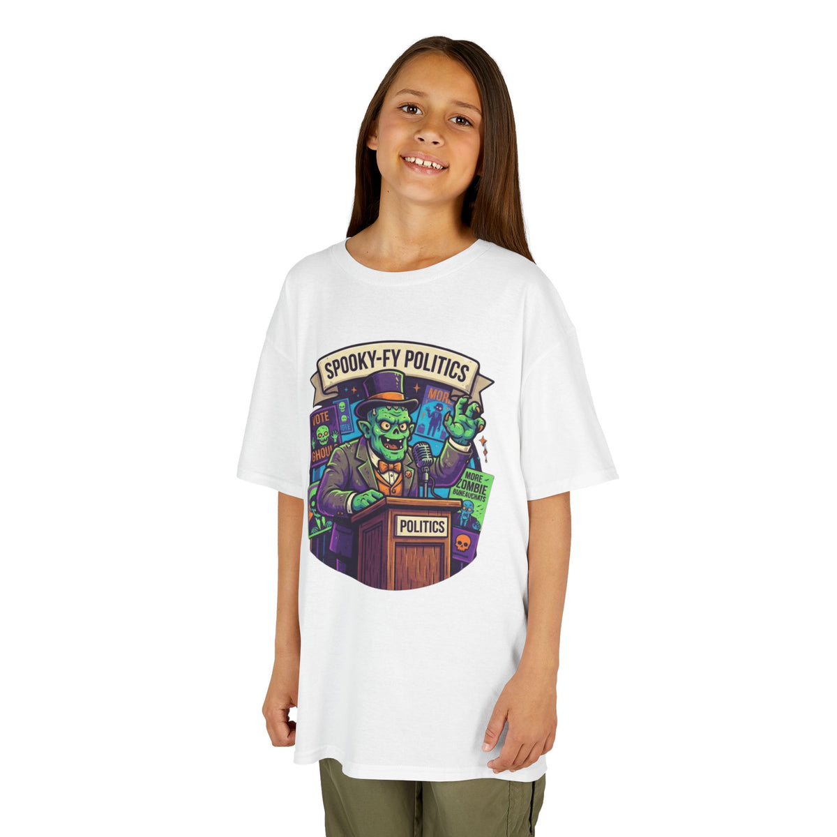 Color: White | Spooky-Fy Politics Kids Tee