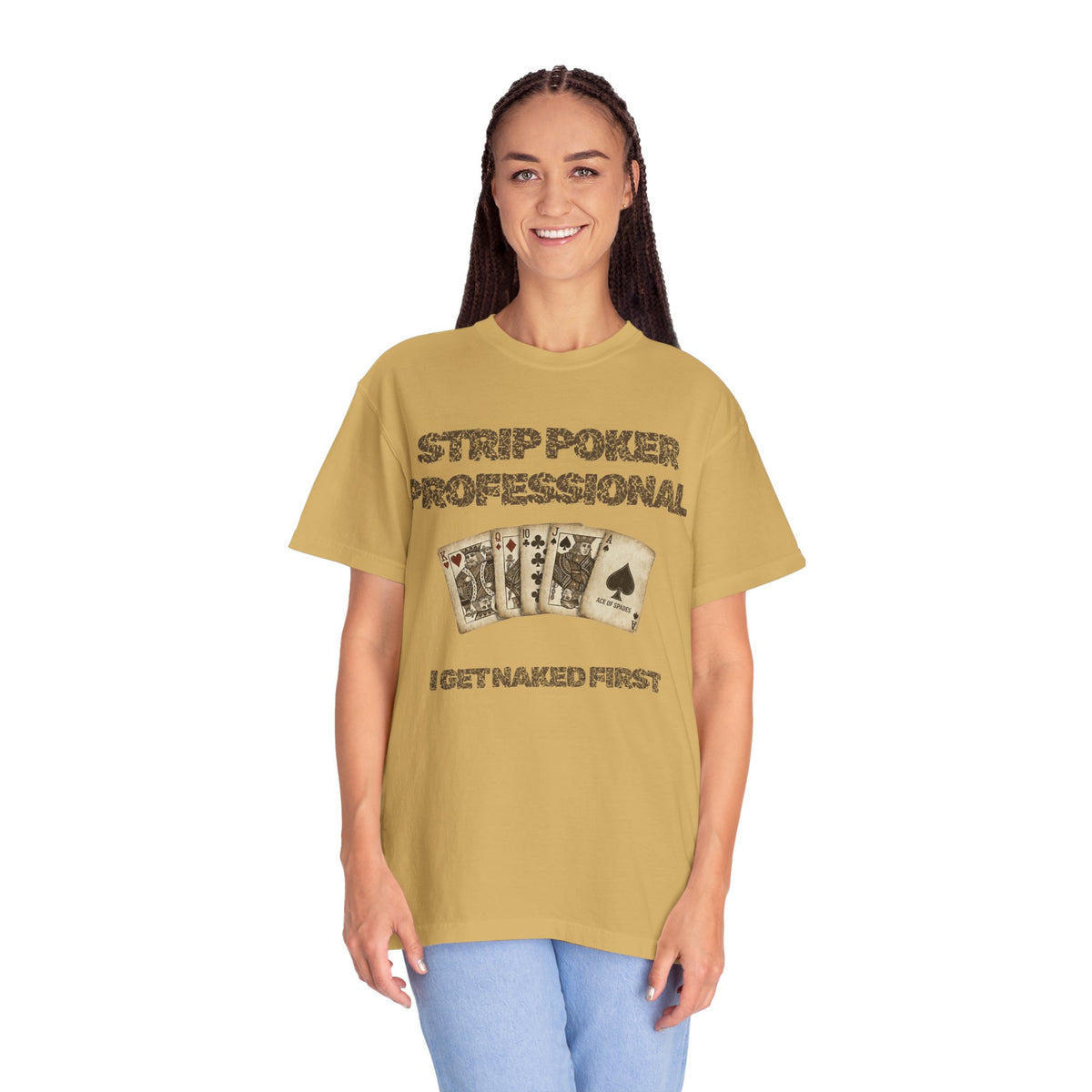 Color: Mustard | Strip Poker Professional Unisex Garment-Dyed Tee