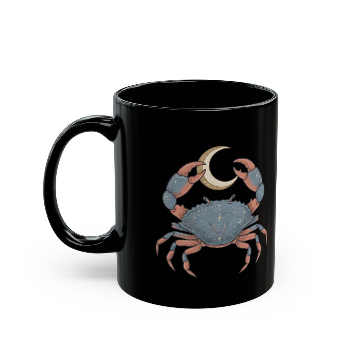 "Cancer The Moon Child Crab" Black Ceramic Mug — Graphic