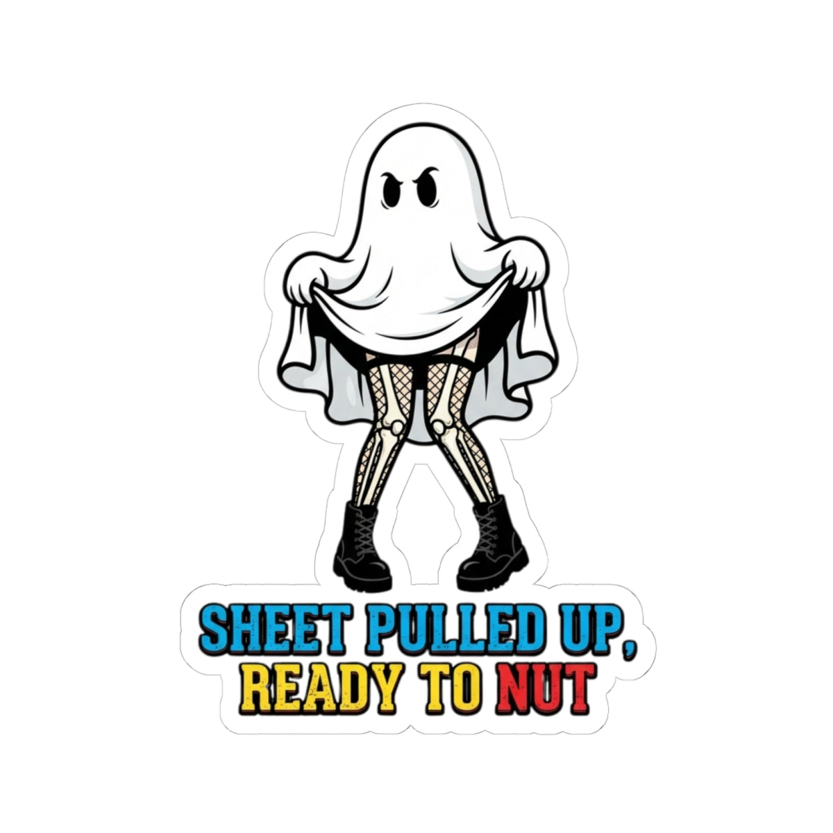 "Sheet Pulled Up Ready to Nut" Sticker — Main