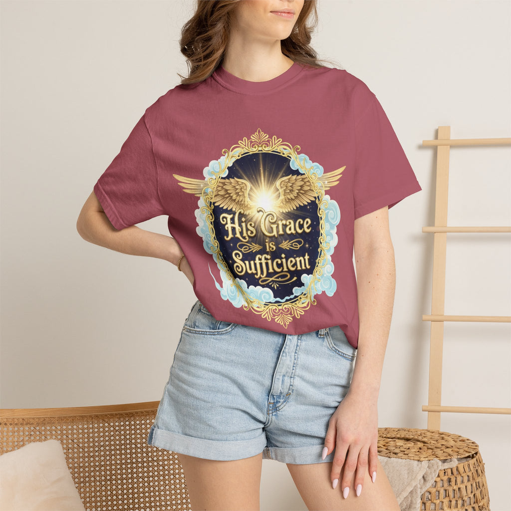 "His Grace is Sufficient" Unisex Garment-Dyed T-shirt