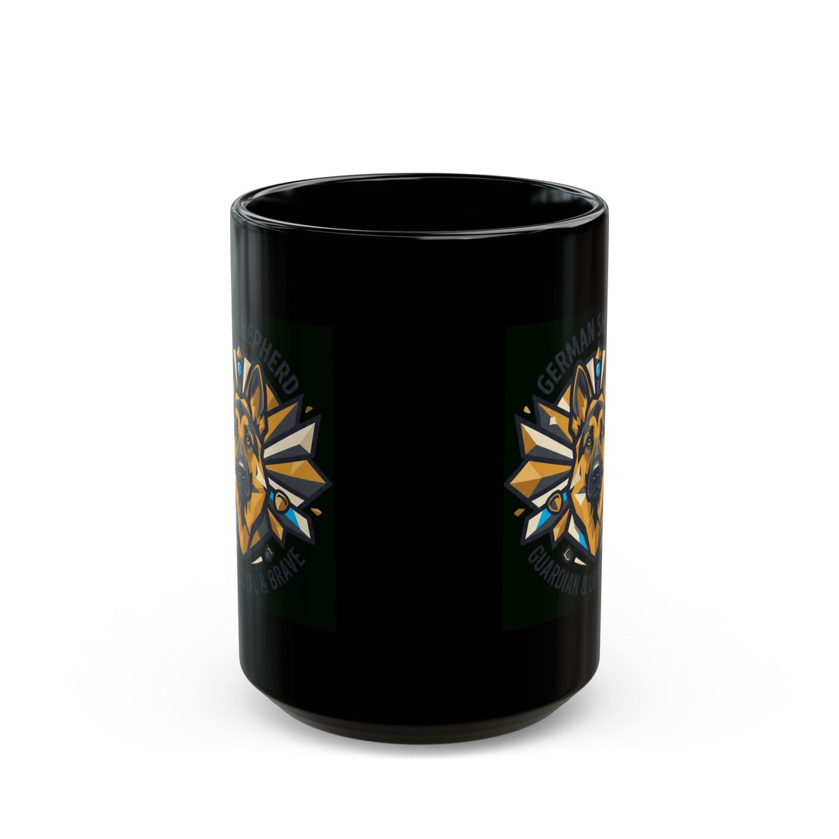 "German Shepherd Guardian Loyal Brave" Black Ceramic Mug