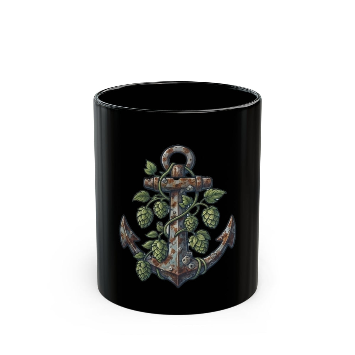 "Rusty Anchor Brewing" Black Ceramic Mug — Graphic
