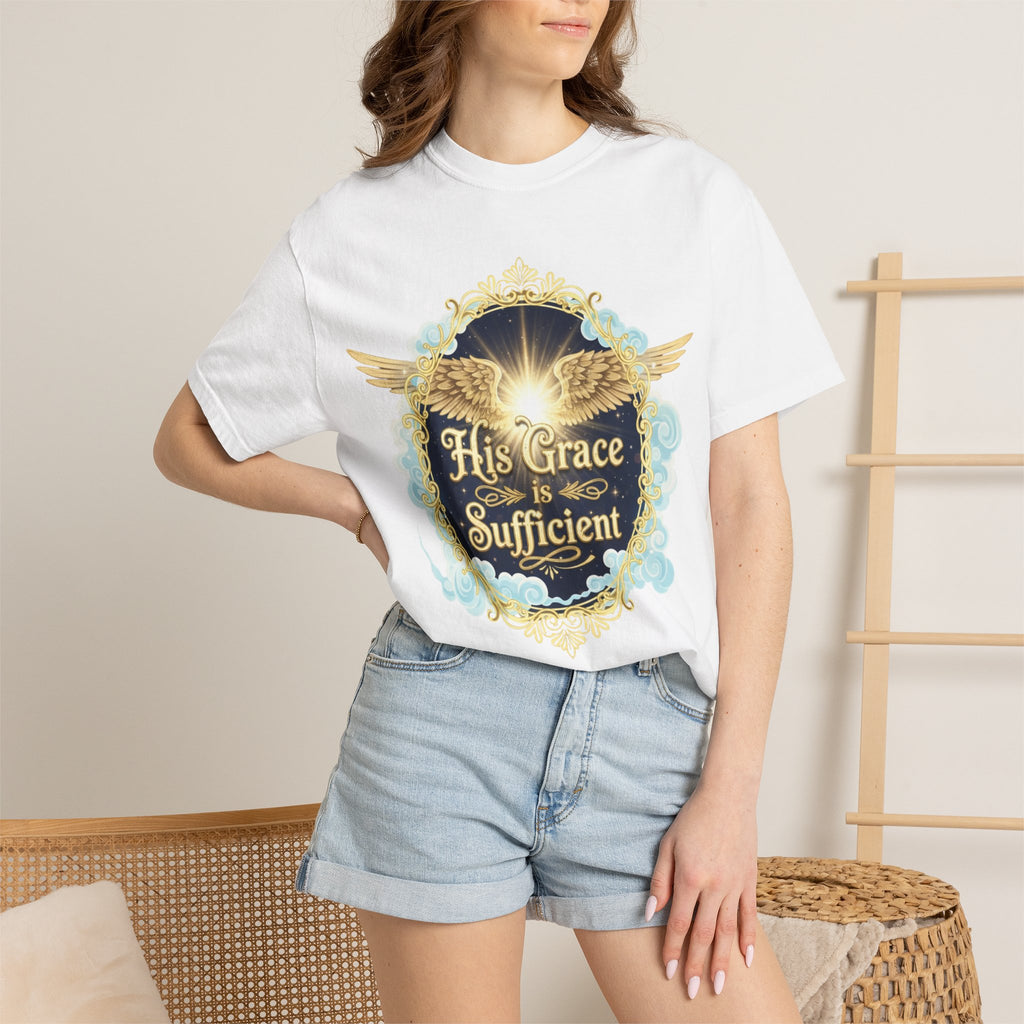"His Grace is Sufficient" Unisex Garment-Dyed T-shirt