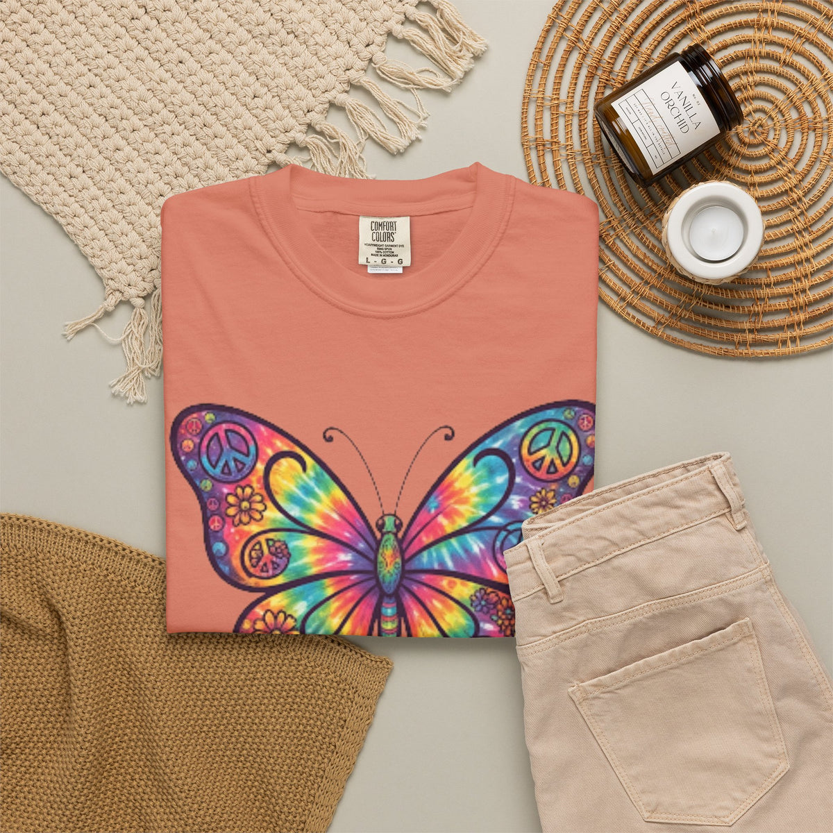 "Hippy Butterfly" Unisex Garment-Dyed Tee