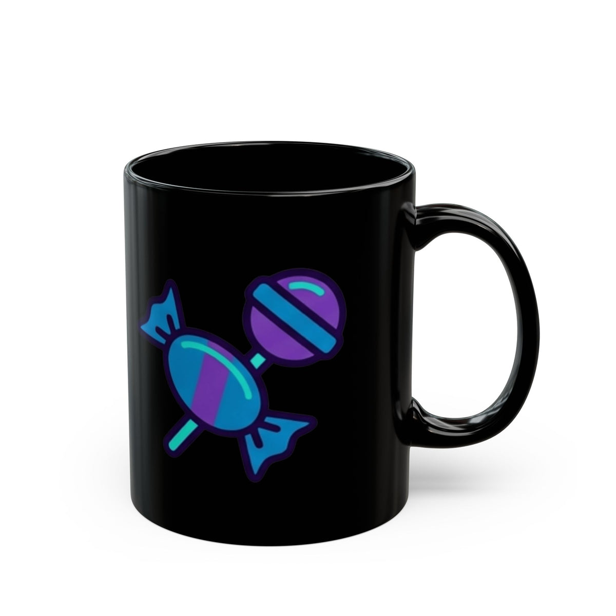 "Free Candy For All" Black Ceramic Mug — Graphic