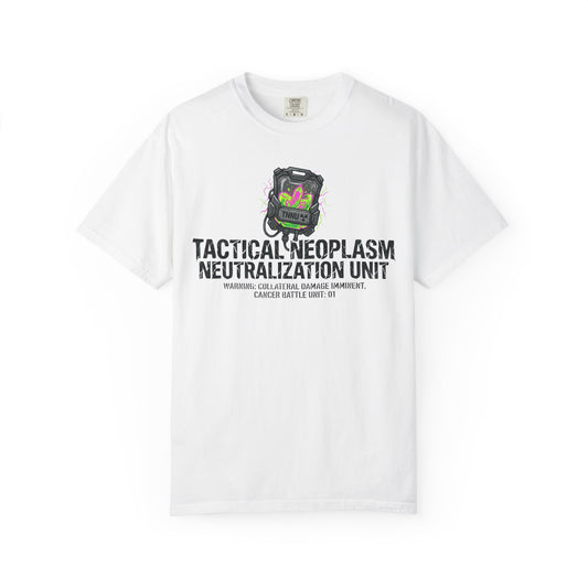 Color: White | Battle Unit: Cancer Division | Garment-Dyed Tee — AttitudeShirts
