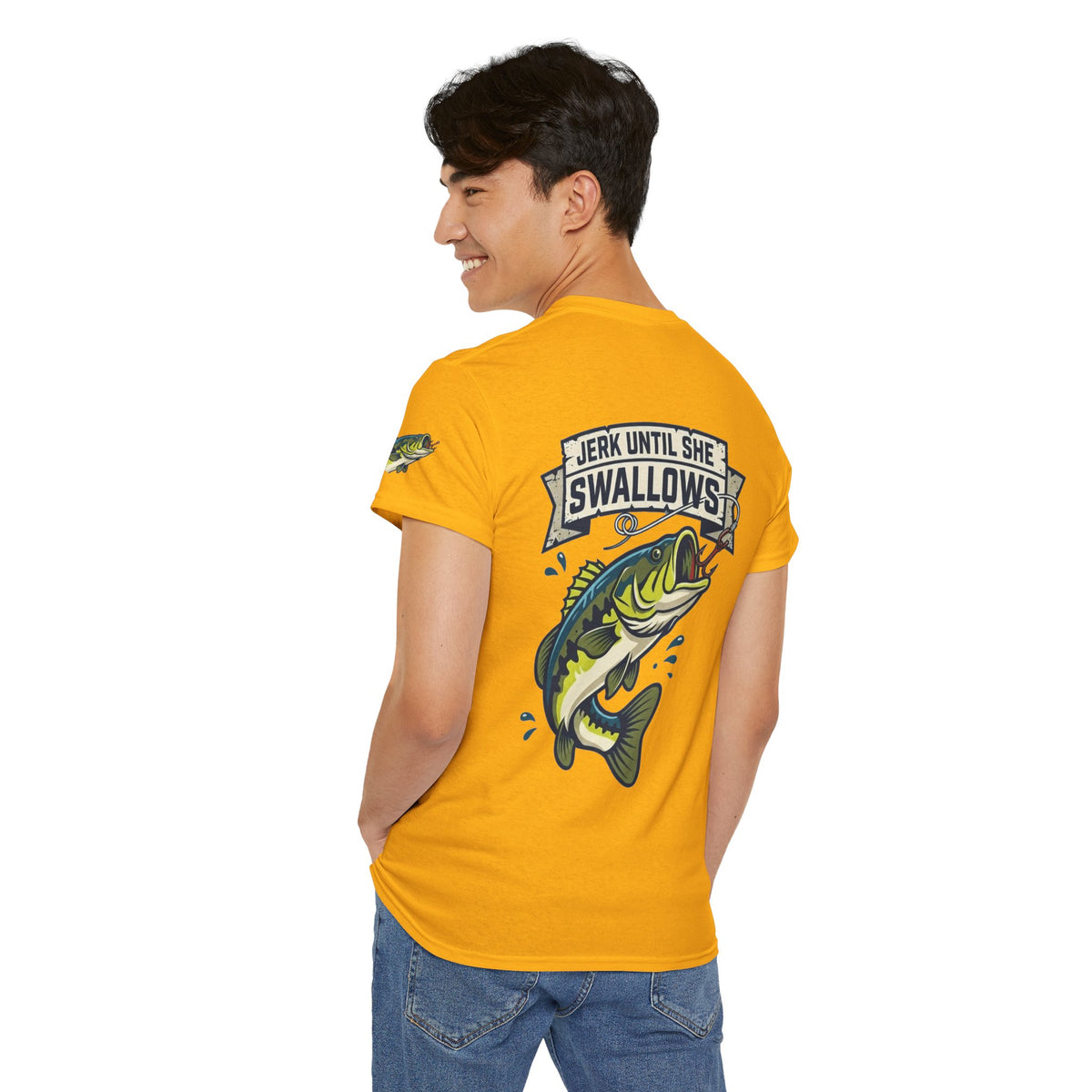Color: Gold | Jerk Until She Swallows Premium Graphic Tee