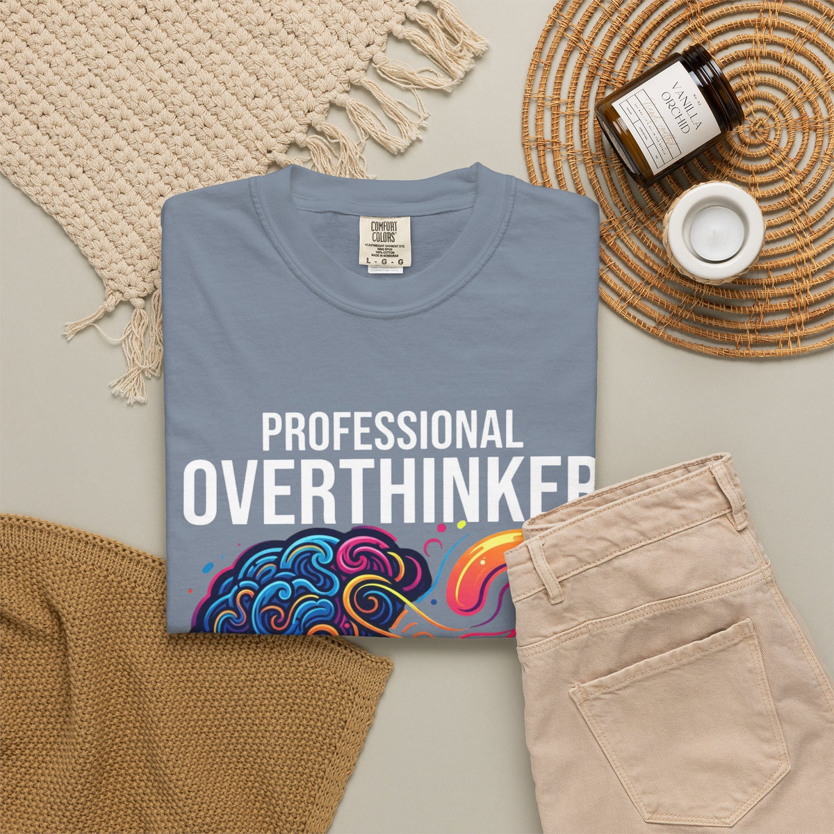 Color: Blue Jean | Professional Overthinker Unisex Garment-Dyed Tee