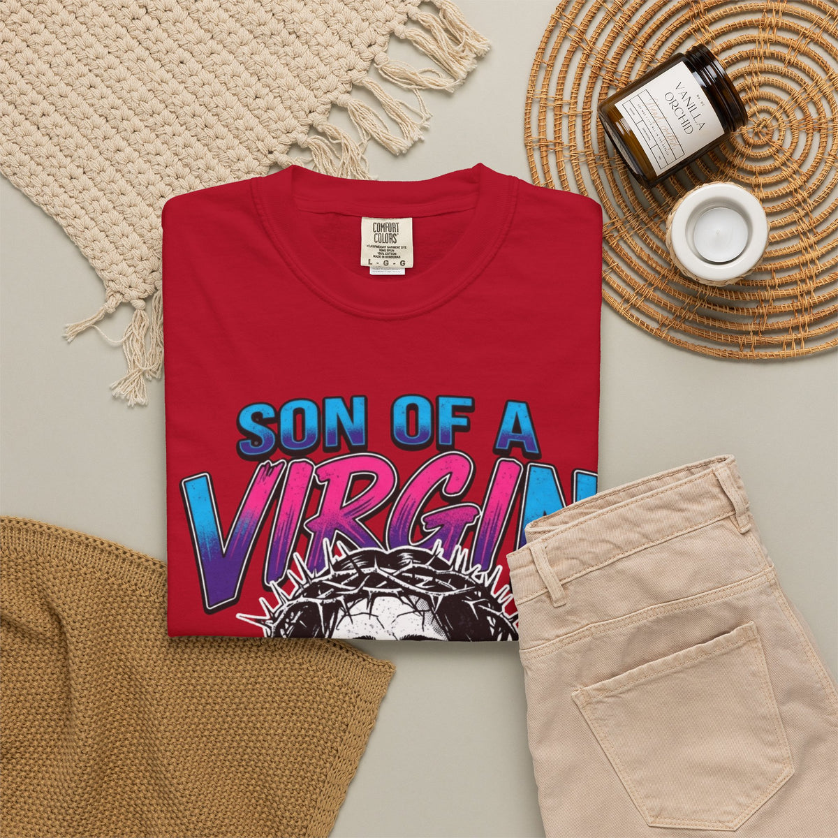 "Good Book Series - Son of A Virgin" Unisex Garment-Dyed Tee