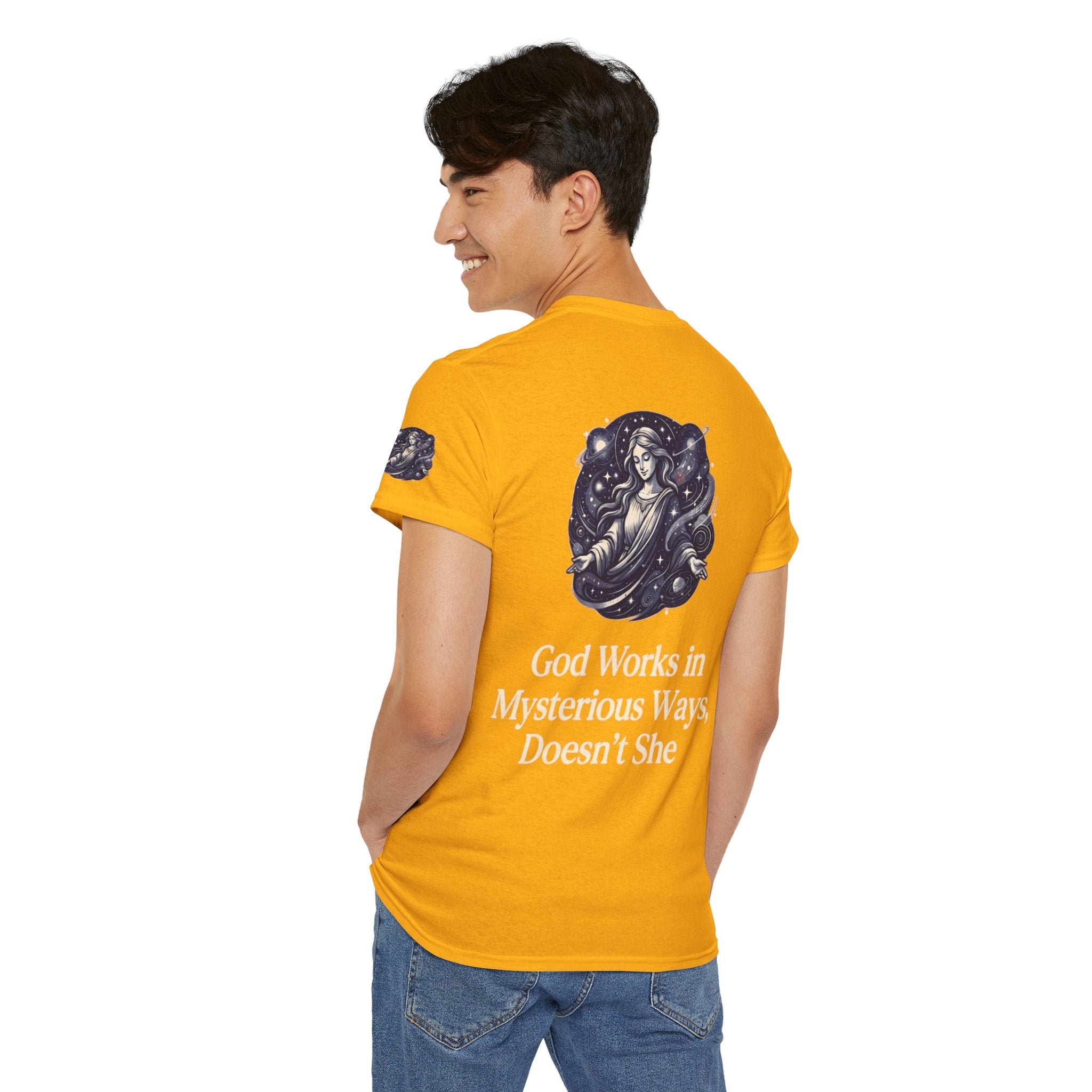 "God Works in Mysteroius Ways" Premium Graphic Tee