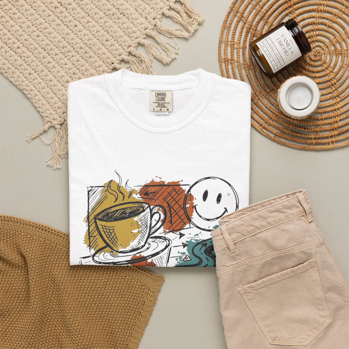 "Happy Coffee" Unisex Garment-Dyed Tee