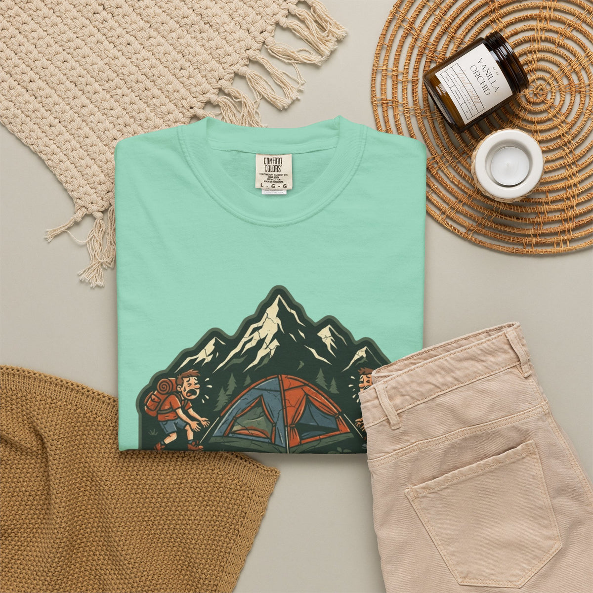 Pitching A Tent Is My Only Cardio Unisex Garment-Dyed Tee
