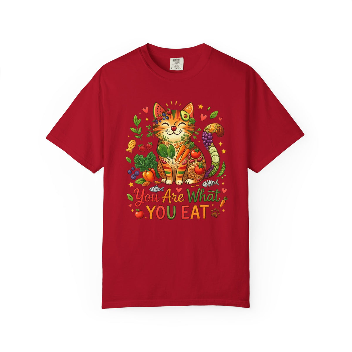 Color: Red | You Are What You Eat - Cat 2 Unisex Garment-Dyed T-shirt