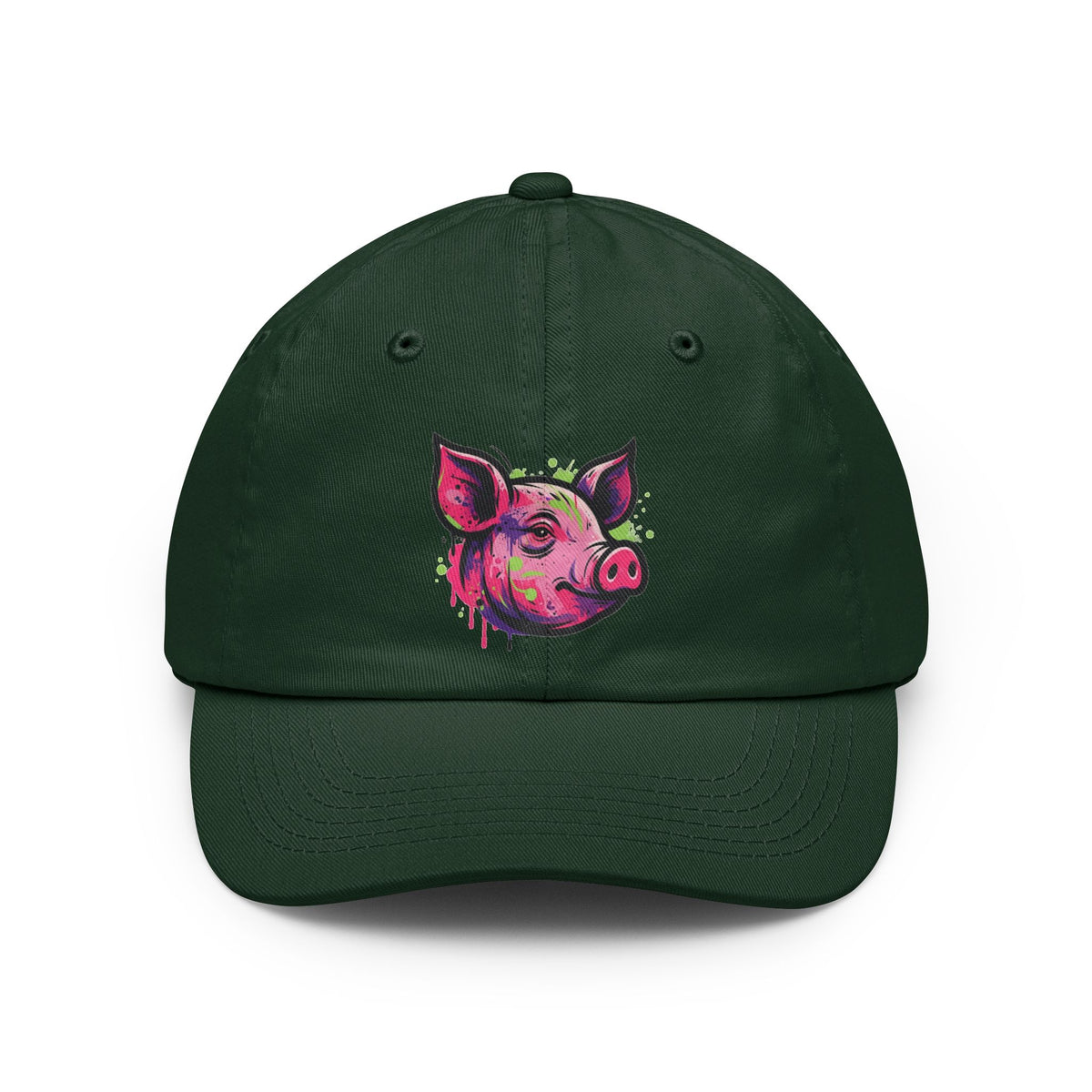 Color: Forest Green | Barnyard Pig Dad Hat — Graphic