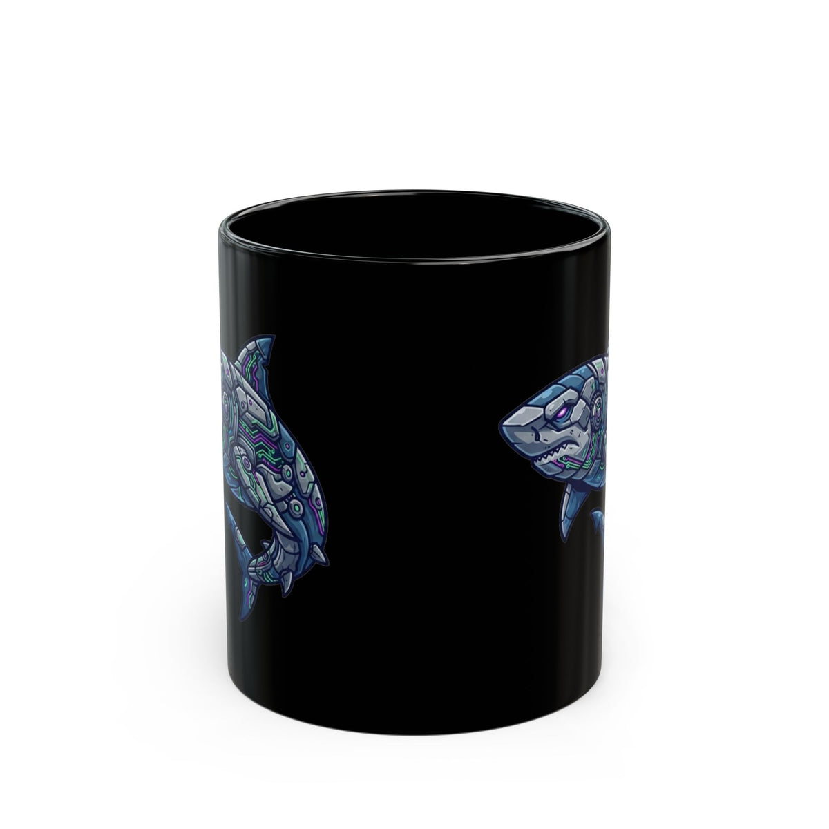 "Cyber Shark" Black Ceramic Mug