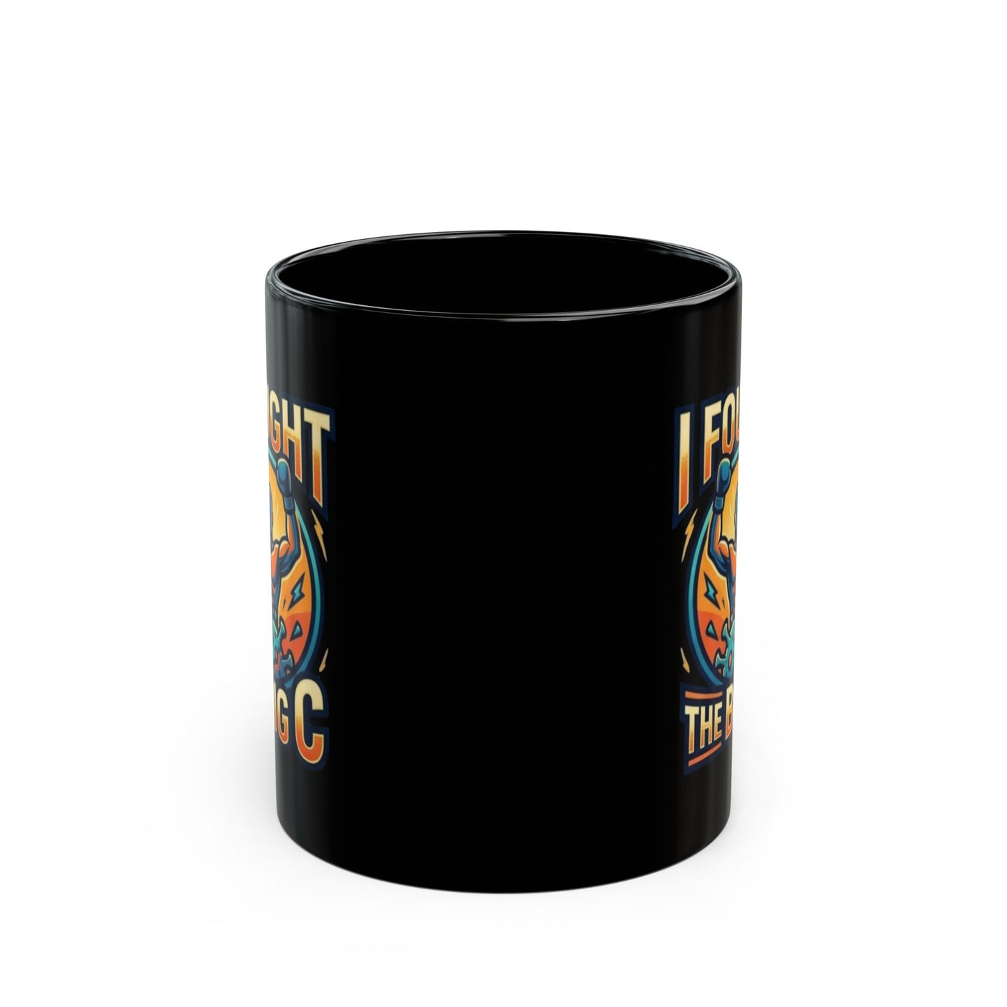 "I Fought The Big C and Won" Black Ceramic Mug — Graphic