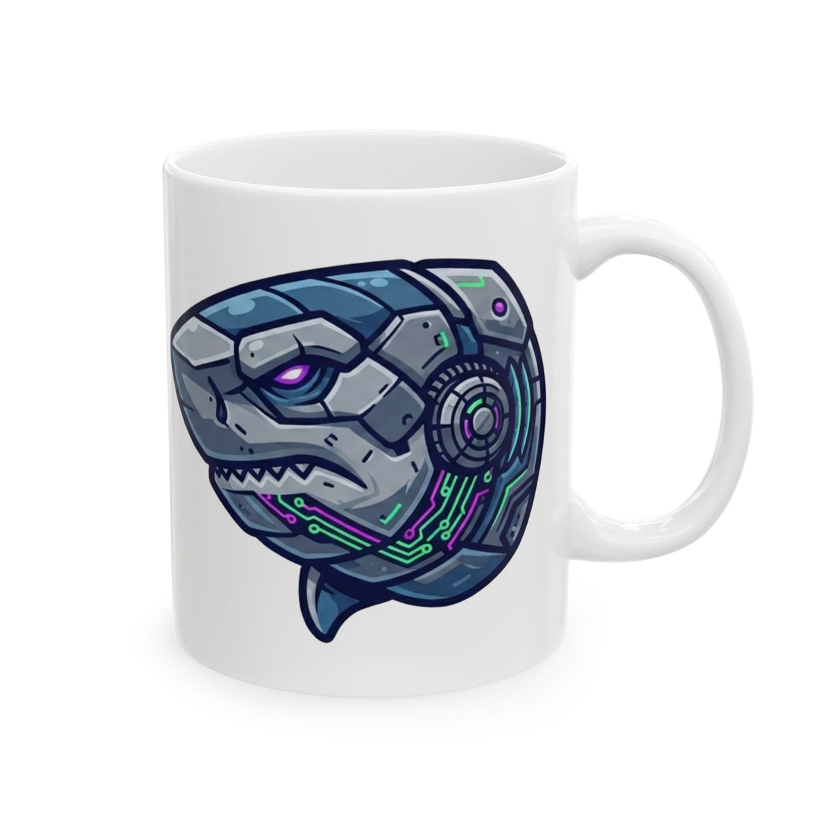 "Cyber Shark" White Ceramic Mug — Graphic