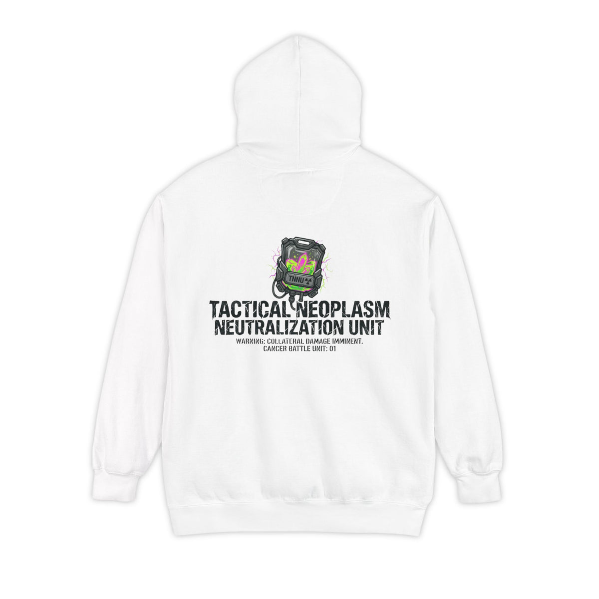 Color: White | Battle Unit: Cancer Division | Garment-Dyed Hoodie — AttitudeShirts