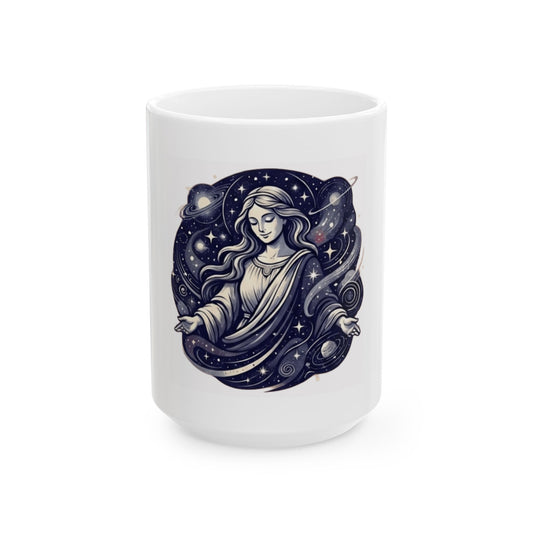"God Works in Mysteroius Ways" White Ceramic Mug — Graphic