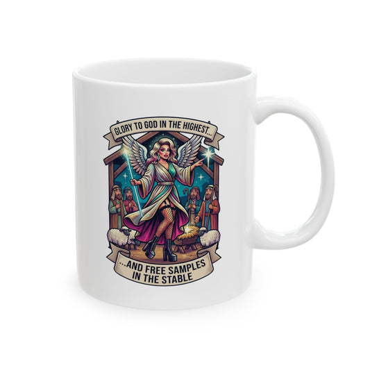 "Glory to God Samples In The Stable" White Ceramic Mug