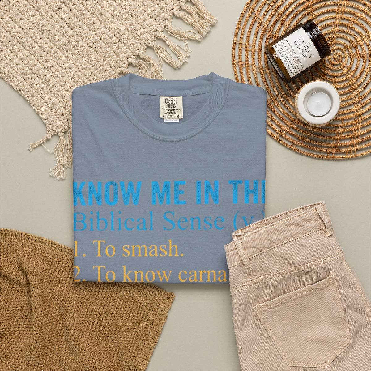 "Good Book Series Know Me In The Biblical Sense" Unisex Garment-Dyed Tee