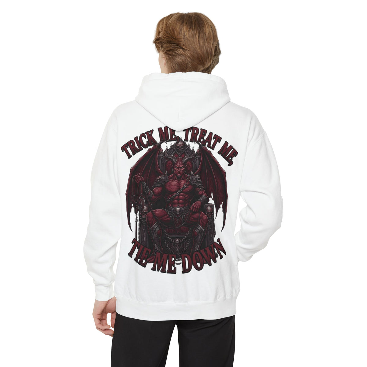 Color: White | Trick Me Treat Me Tie Me Down Garment-Dyed Hoodie