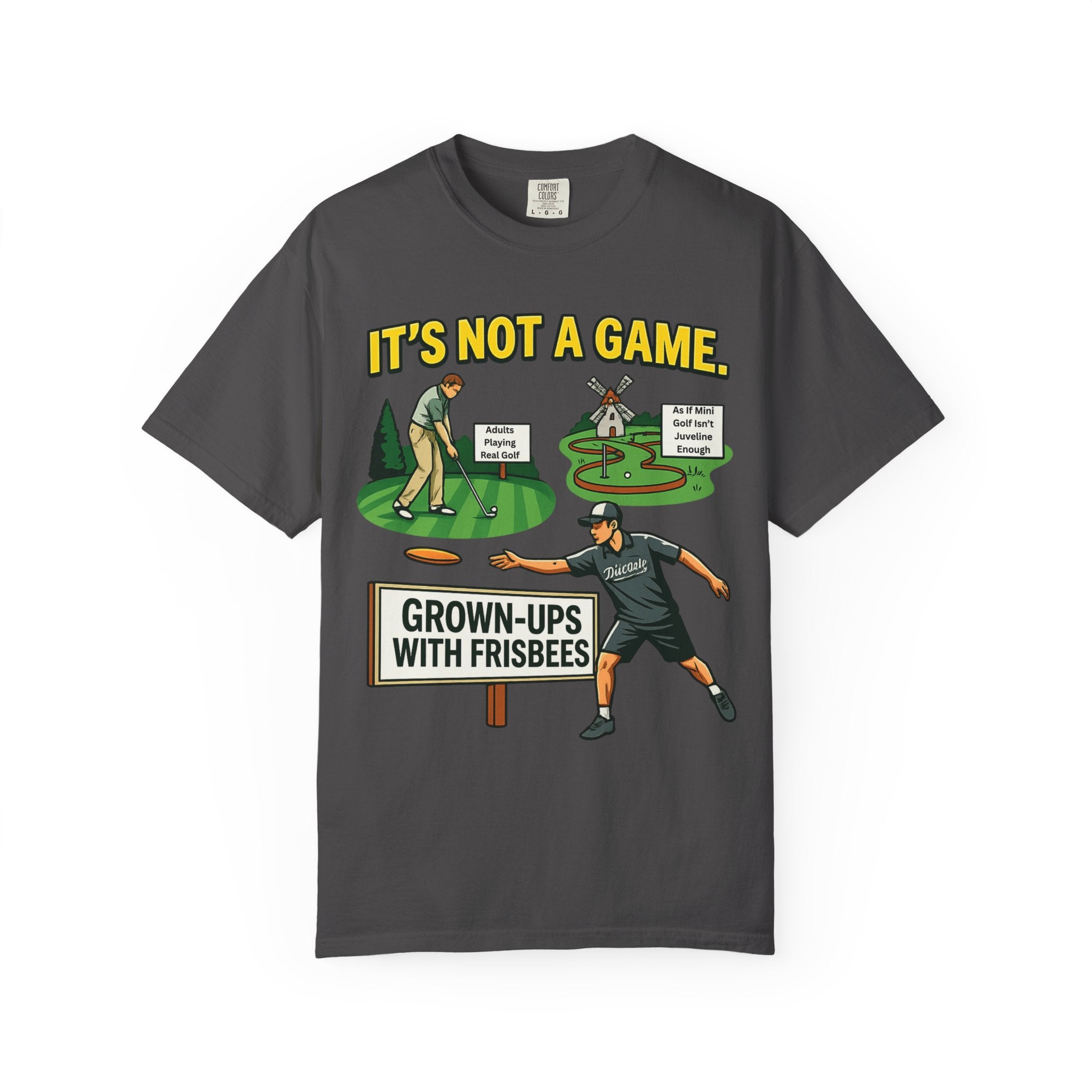 "Grown Ups With Frisbees" Unisex Garment-Dyed T-shirt