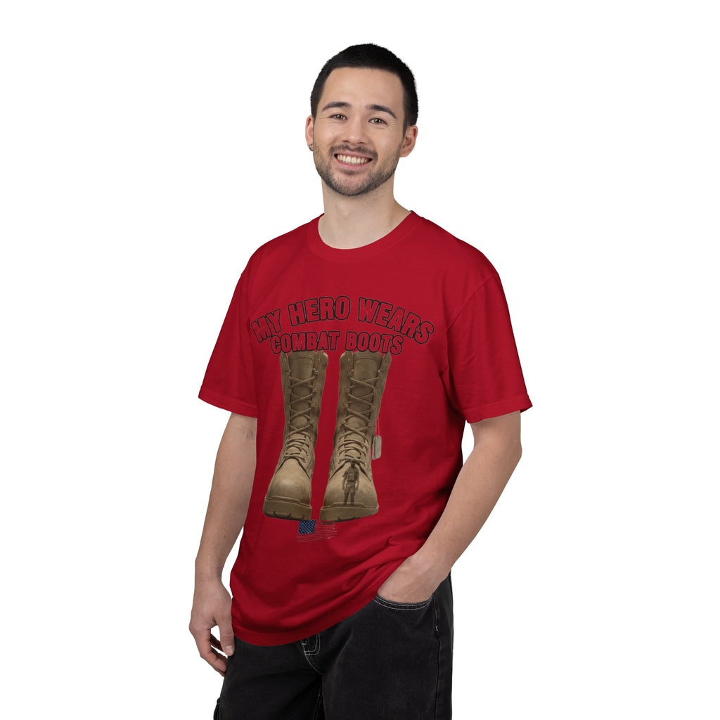 "My Hero Wears Combat Boots" Unisex Garment-Dyed T-shirt