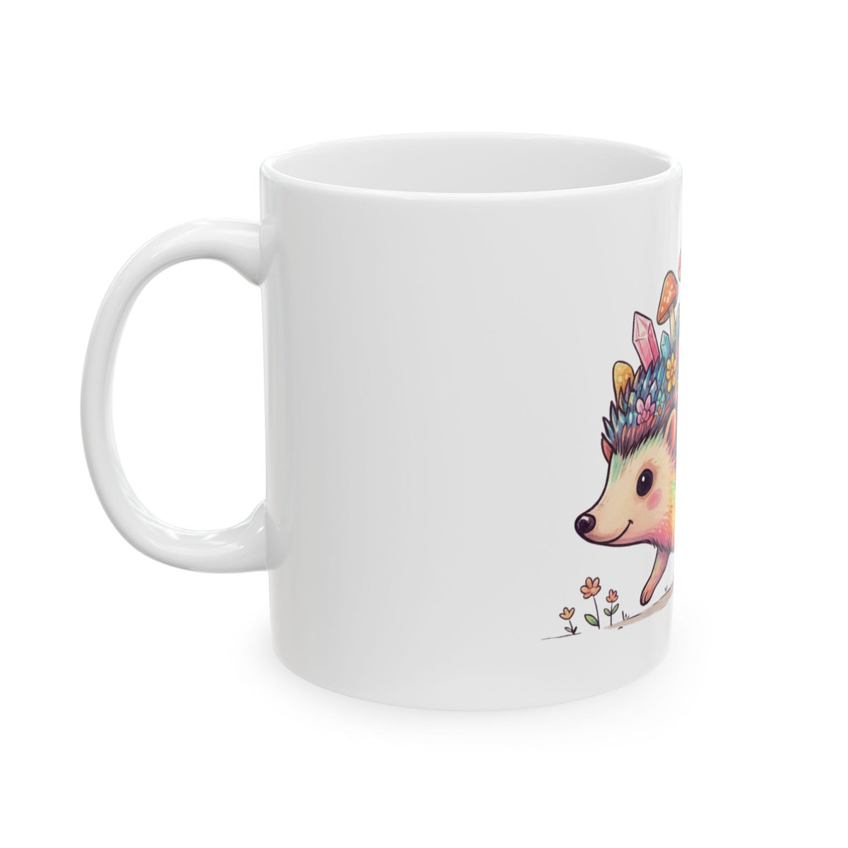 "Hippy Hedgehog" White Ceramic Mug