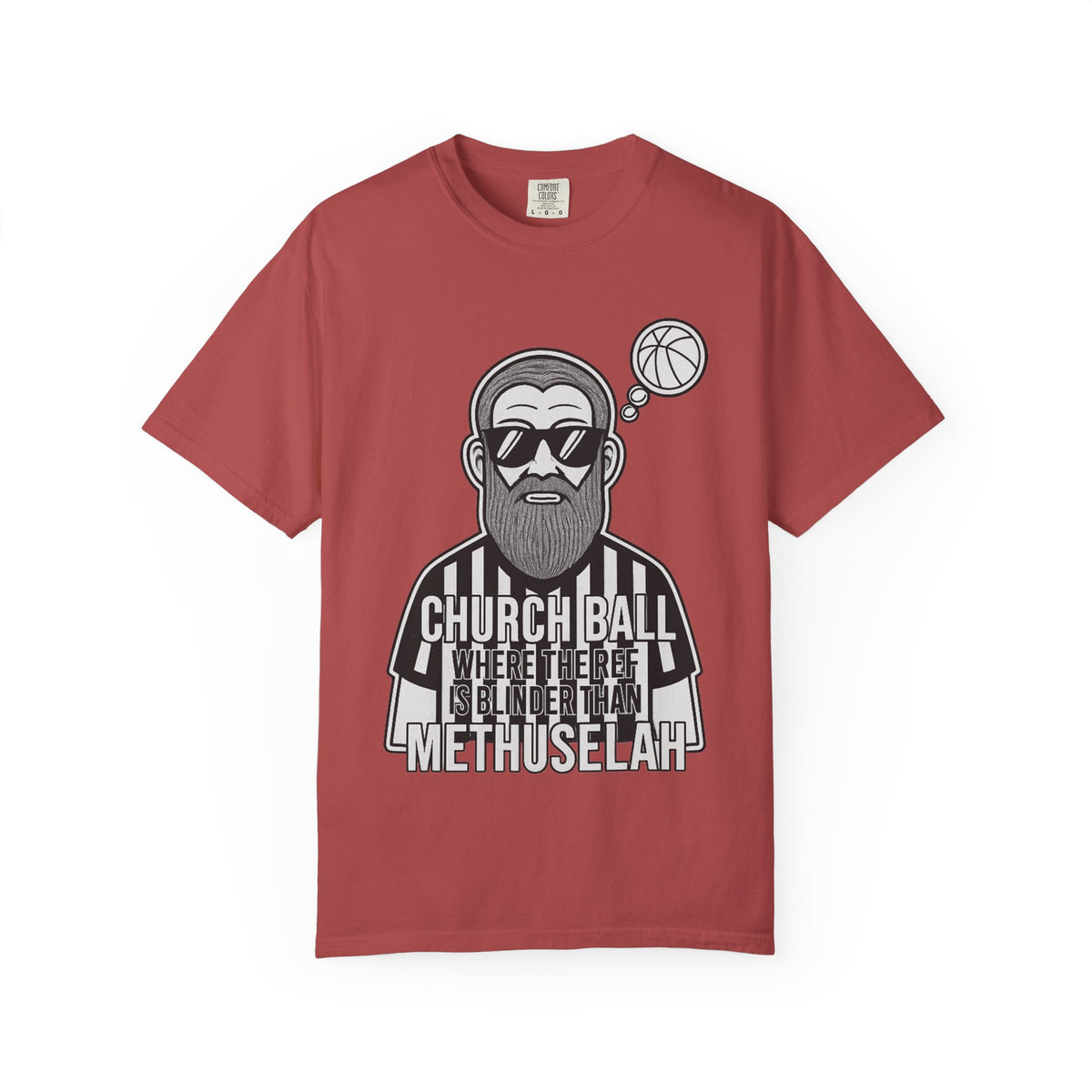 Color: Crimson | Church Ball: Blinder Than Methuselah Unisex Garment-Dyed T-shirt