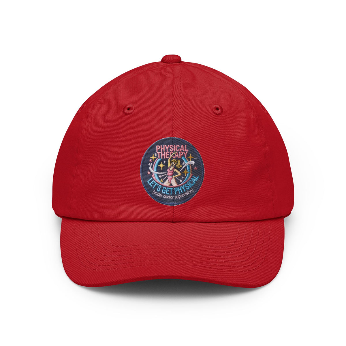 Color: Red | Let's Get Physical Dad Hat — Graphic