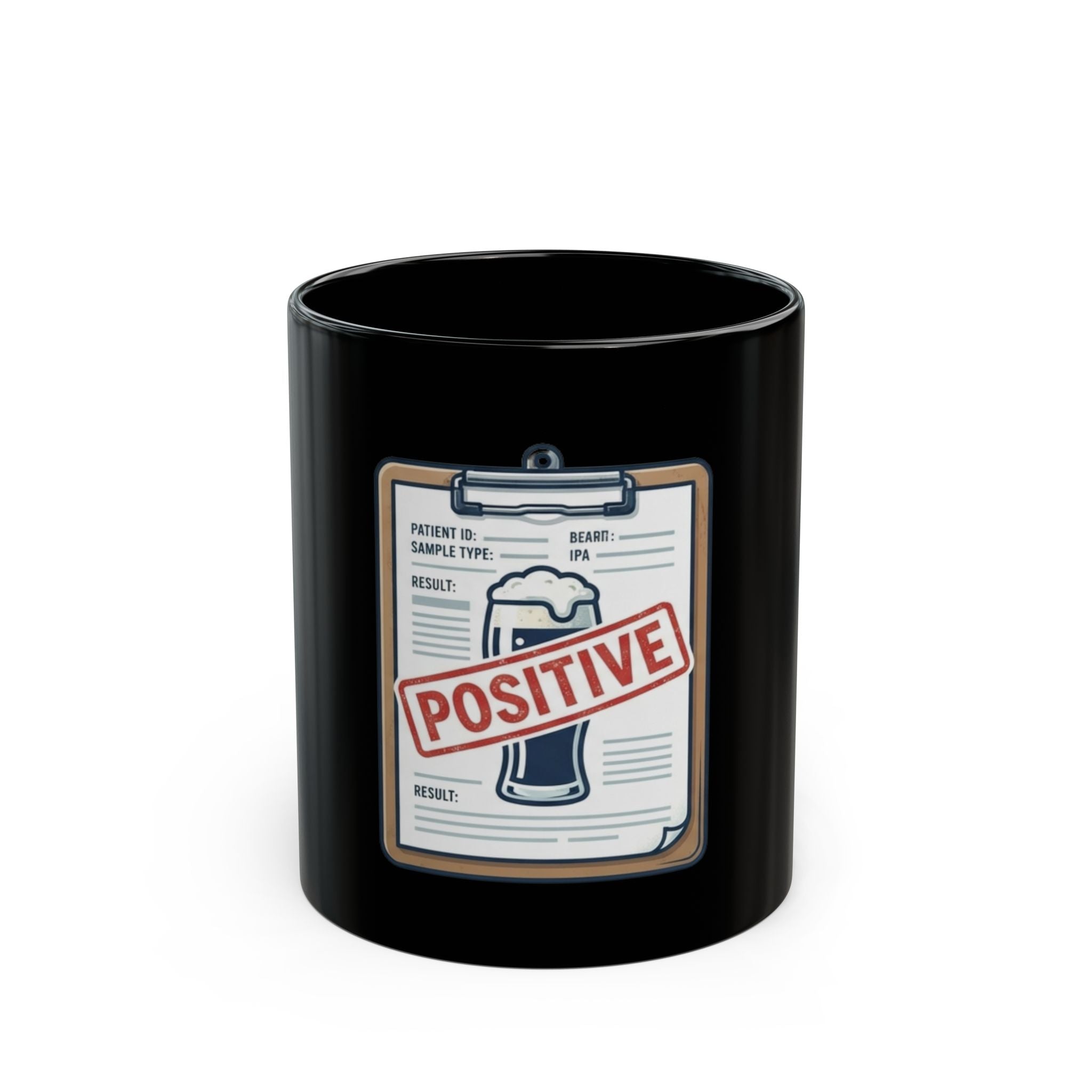 "False Positive IPA" Black Ceramic Mug — Graphic