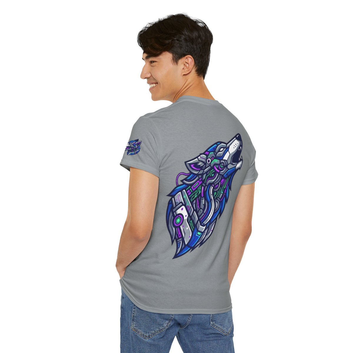 Color: Gravel | Cyber Wolf Premium Graphic Tee