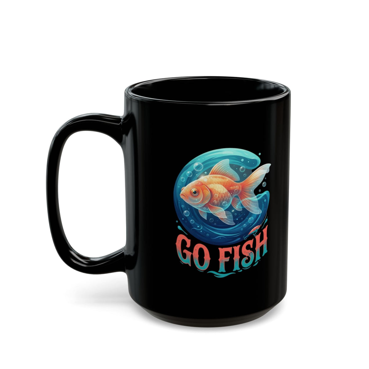"Go Fish" Black Ceramic Mug