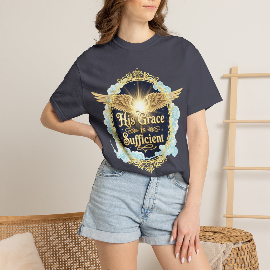 "His Grace is Sufficient" Unisex Garment-Dyed T-shirt