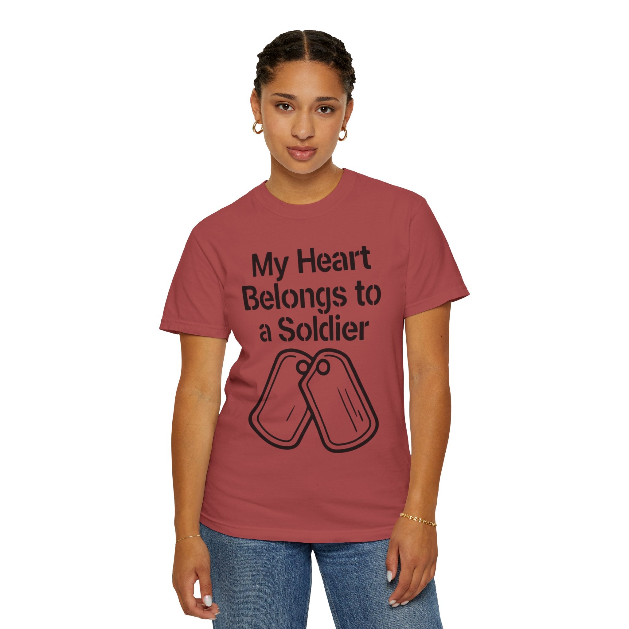 "My Heart Belongs to a Soldier" Unisex Garment-Dyed T-shirt