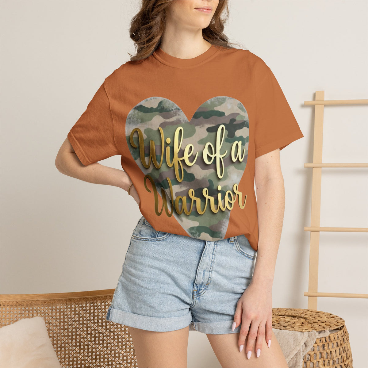 Color: Yam | Wife of a Warrior Unisex Garment-Dyed T-shirt