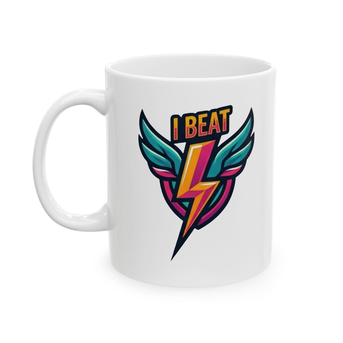 "I Beat Cancer - What is Your Superpower" White Ceramic Mug — Graphic