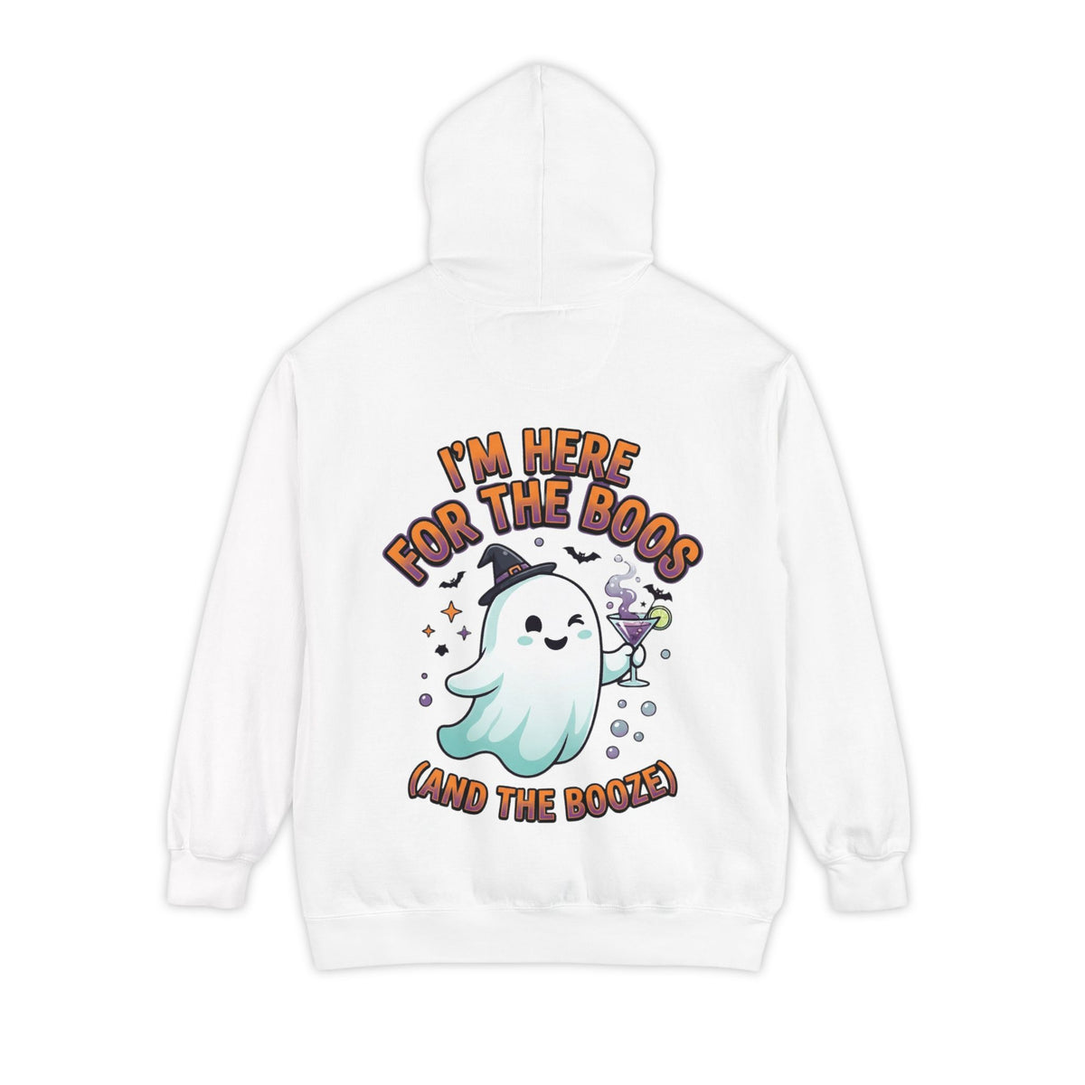 Color: White | I'm Here For The Boos Garment-Dyed Hoodie