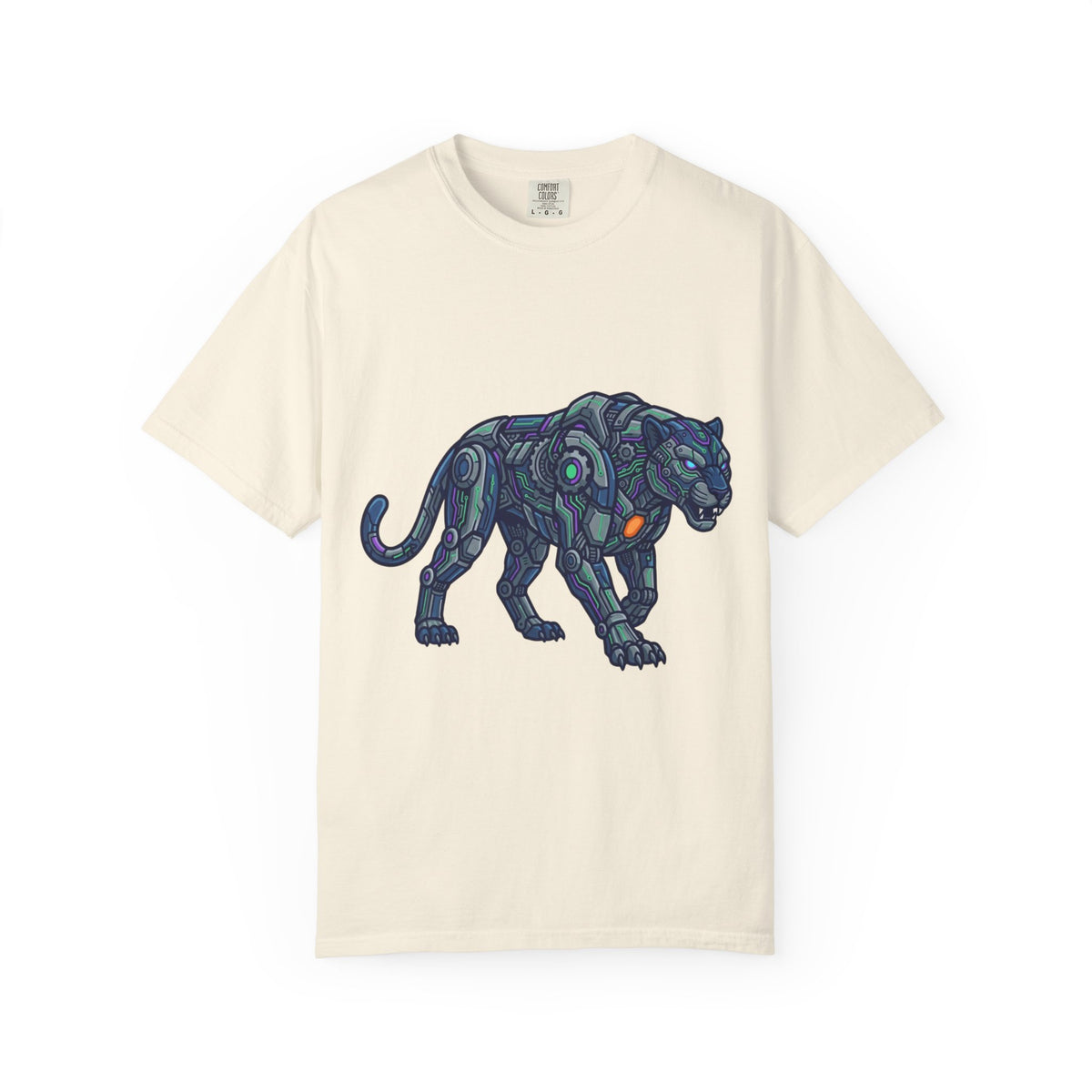 Color: Ivory | Cyber Panther Unisex Garment-Dyed Tee