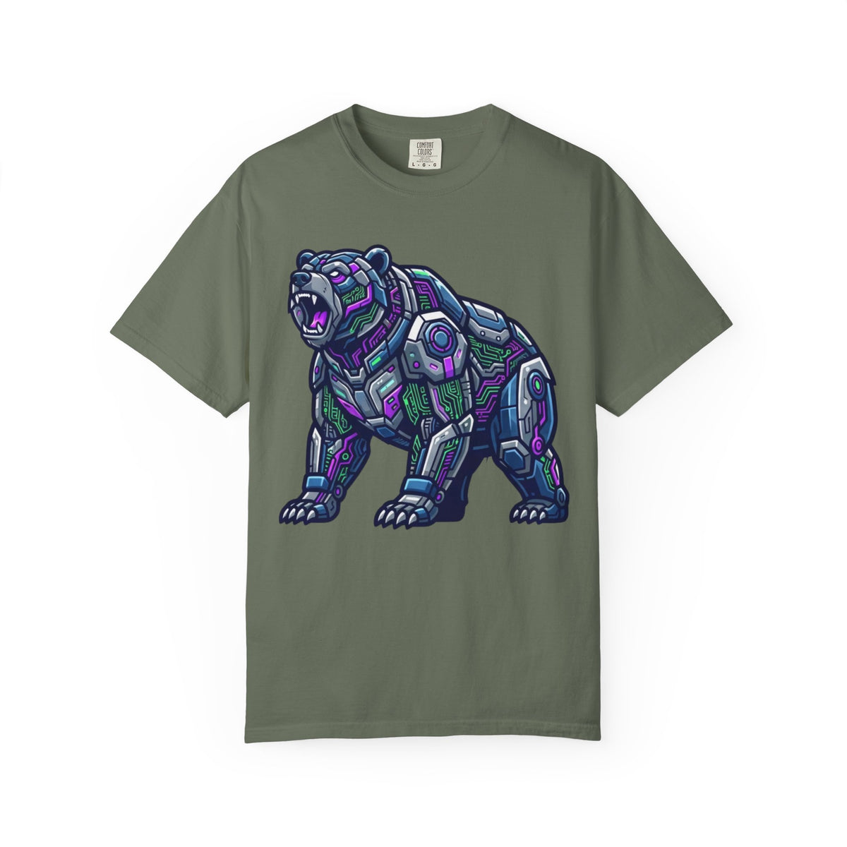 Color: Moss | Cyber Bear Unisex Garment-Dyed Tee