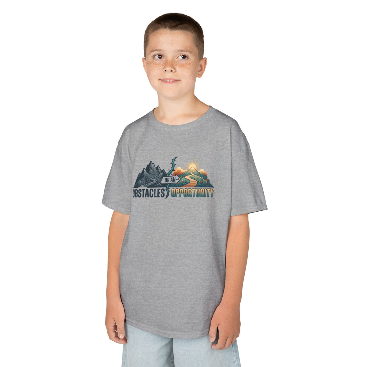 Color: Sport Grey | Obstacle Or An Opportunity Kids Tee