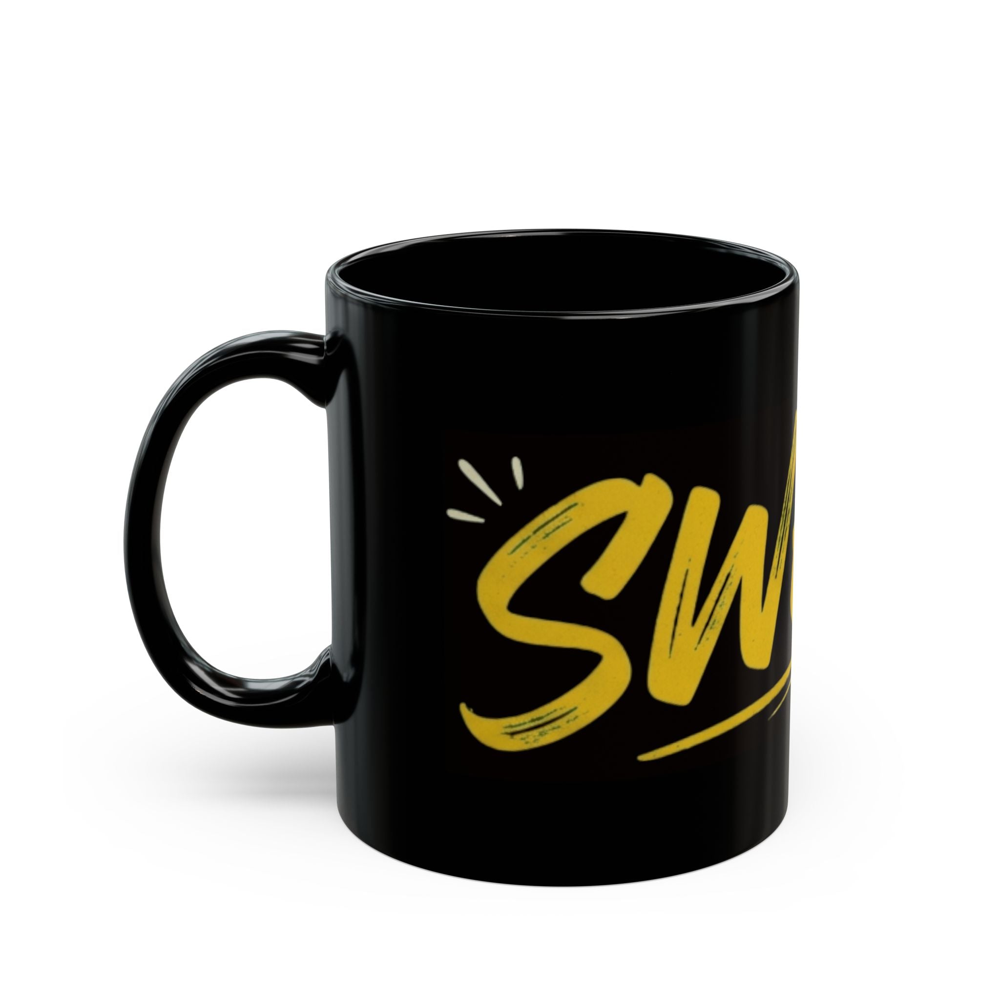 "Swear And Try Again" Black Ceramic Mug — Graphic